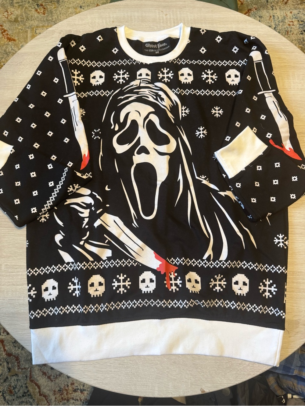 Spencer's Black, White & Red Scream Graphic Crewneck Sweater